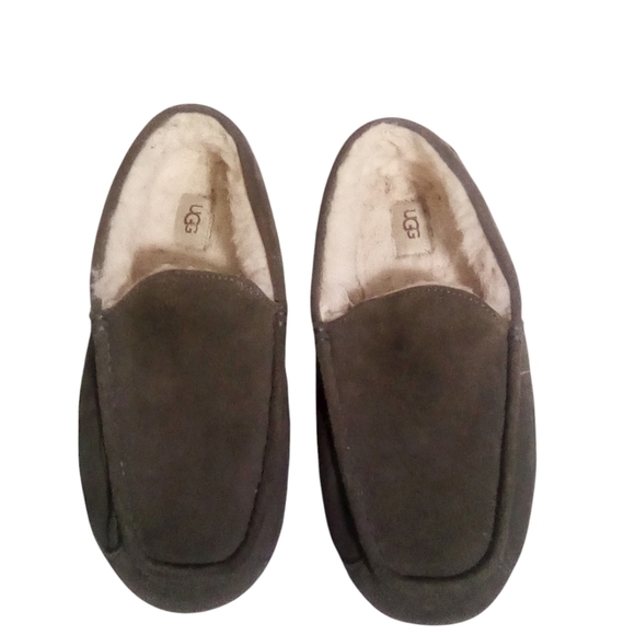 Ugg Men’s Suede Ascot Green Shearling Interior Slipon Loafers Slippers Size 11 - Picture 3 of 8